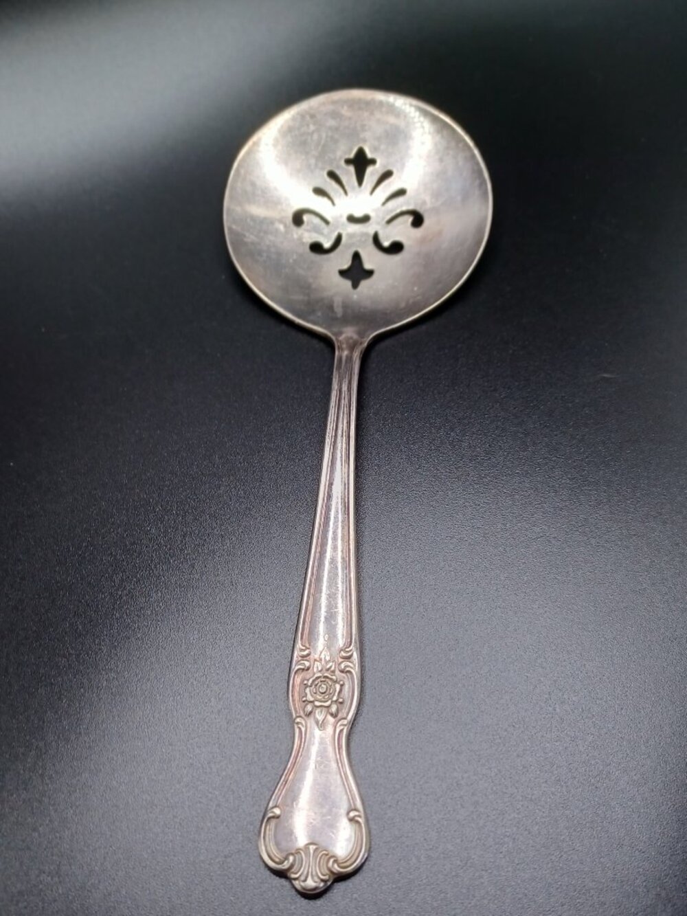Elegant Silver Plate Slotted Serving Spoon Wide bowl "Old Company Plate"